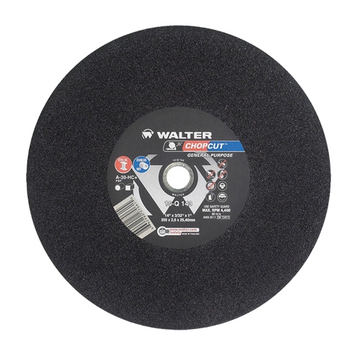 Meules &agrave; tronçonner Chopcut, 14" x 3/32", Arbre de 1", Type 1, Oxyde d'aluminium, 4400 Tr/min Kelford