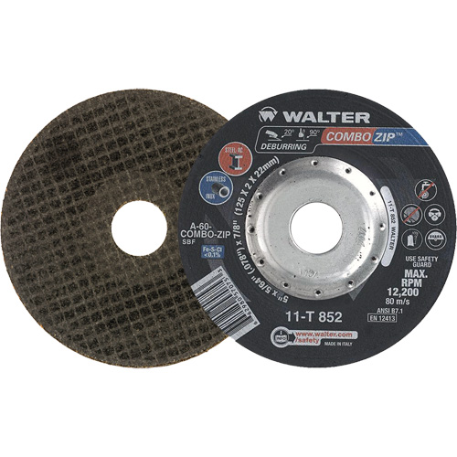 Meules &agrave; tronçonner renforc&eacute;es pour meuleuse &agrave; angle droit - Combo Zip, 5" x 5/64", Arbre de 7/8", Type 27 Kelford