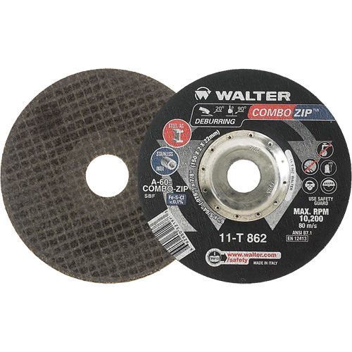 Right Angle Grinder Reinforced Cut-Off Wheels - Combo Zip, 6" x 5/64", 7/8" Arbor, Type 27 Kelford