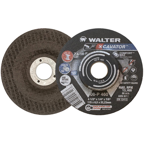 Meule XCAVATOR, 4-1/2" x 1/4", Arbre 7/8", Zirconium, Type 27 Kelford