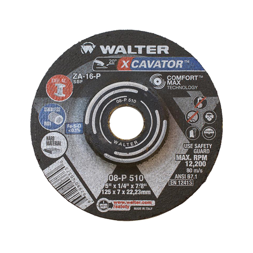 Meule XCAVATOR, 5" x 1/4", Arbre 7/8"/5/8"-11, Zirconium, Type 27 Kelford
