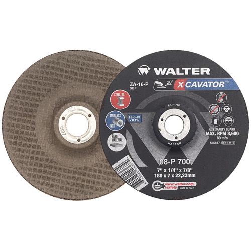 XCAVATOR Grinding Wheel, 7" x 1/4", 7/8" Arbor, Zirconium, Type 27 Kelford