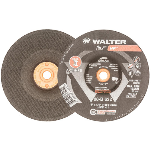HP Grinding and Cutting Wheel, 6" x 1/8", 5/8"-11 Arbor, Aluminum Oxide, Type 27 Kelford