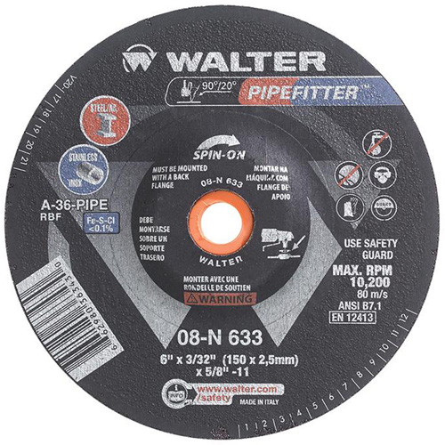 Meule PIPEFITTER, 6" x 3/32", Oxyde d'aluminium, Type 27 Kelford