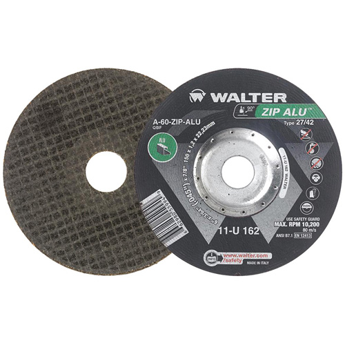 Meule &agrave; tronçonner Zip Alu, 6" x 3/64", Arbre de 7/8", Type 27, Oxyde d'aluminium, 10 200 Tr/min Kelford