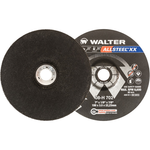 Allsteel XX Depressed Centre Grinding Wheels, 7" x 1/8", 7/8" Arbor, Type 27 Kelford