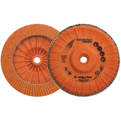 Enduro-Flex Turbo Flap Disc, 6" x 5/8"-11, Type 27S, 36/60 Grit, Ceramic Kelford