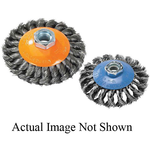 Knot-Twisted Wire Saucer Cup Brush, 6" Dia. x 5/8"-11 Arbor Kelford