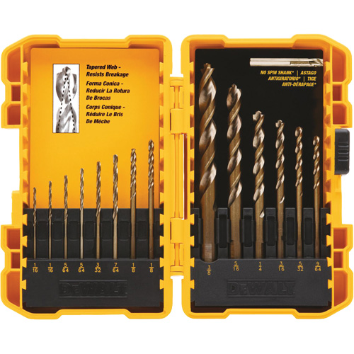 Pilot Point&reg; Drill Bit Set, 14 Pieces, High Speed Steel Kelford