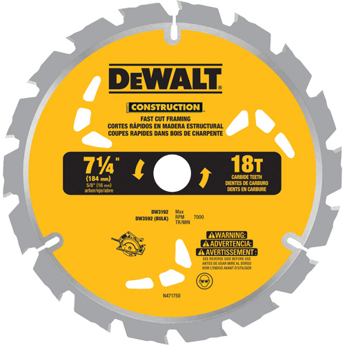 Fast Cut Framing Carbide-Tipped Saw Blade, 7-1/4", 18 Teeth, Wood Use Kelford