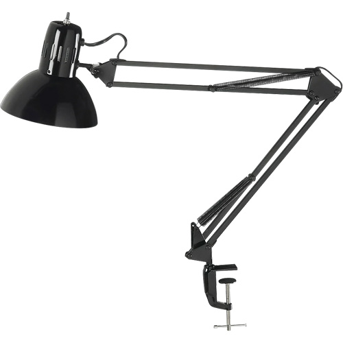 Swing Arm Clamp-On Desk Lamps, 100 W, Incandescent, C-Clamp, Black Kelford