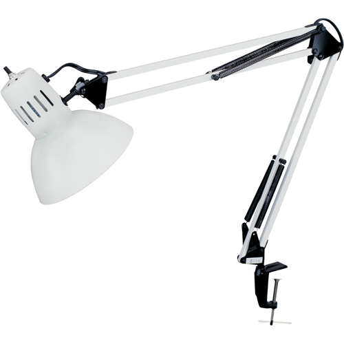 Swing Arm Clamp-On Desk Lamps, 100 W, Incandescent, C-Clamp, 36" Neck, White Kelford