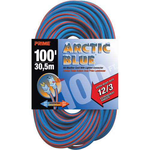 Cordon rallonge verrouillable toute saison en caoutchouc TPE Arctic Blue, Toutes saisons, SJEOW, AWG 12/3, 15 A, 100' Kelford