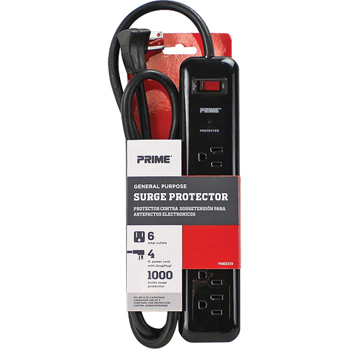 Surge Protector, 6 Outlets, 1000 J, 1875, 4' Cord Kelford