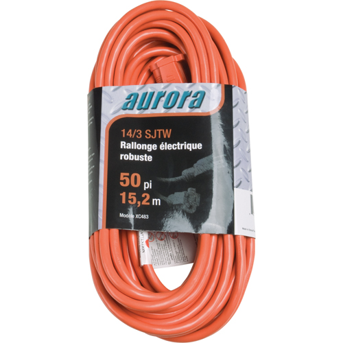 Vinyl Extension Cord, Outdoor, SJTW, 14/3 AWG, 15 A, 50' Kelford
