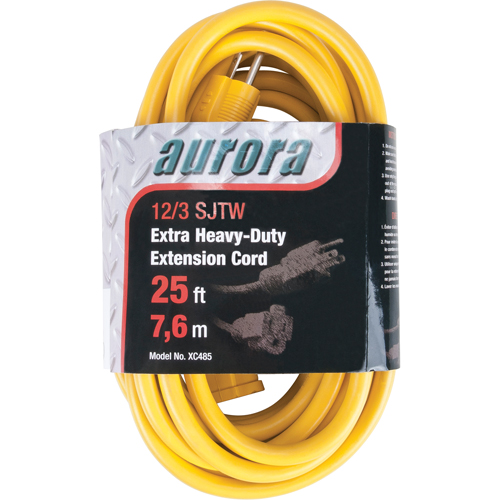 Vinyl Extension Cord, Outdoor, SJTW, 12/3 AWG, 15 A, 25' Kelford