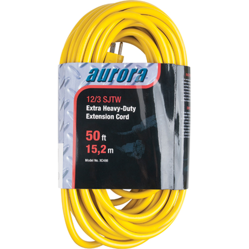 Vinyl Extension Cord, Outdoor, SJTW, 12/3 AWG, 15 A, 50' Kelford