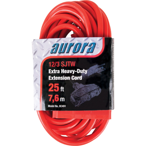 Vinyl Extension Cord, Outdoor, SJTW, 12/3 AWG, 15 A, 3 Outlet(s), 25' Kelford