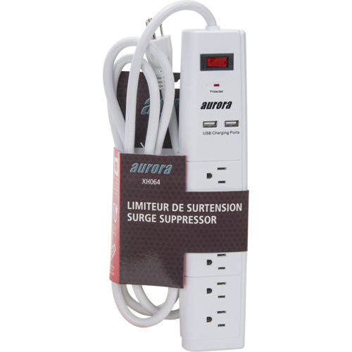 Limiteur de surtension avec chargeur USB, 6 Prises, 1200 J, 1875 W, Cordon 6' Kelford
