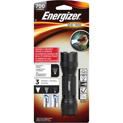 TAC 700 Flashlight, LED, 700 Lumens, CR123 Batteries Kelford