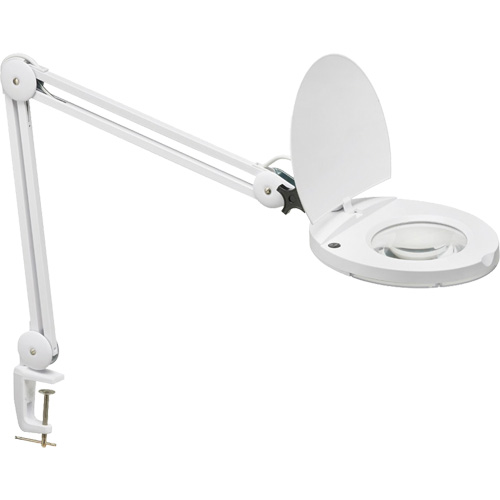 LED Magnifier with A-Bracket, 3 Diopter, LED Light, 47" Arm, C-Clamp, White Kelford