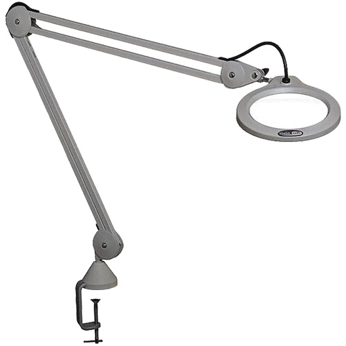 Lampe grossissante, Dioptrie 5, Ampoule DEL, Bras de 45", Pinces serre-joints, Gris Kelford