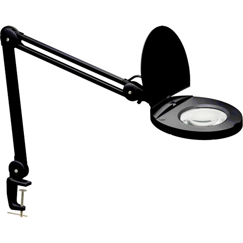 Adjustable Magnifier Lamp, 5 Diopter, LED Light, 47" Arm, C-Clamp, Black Kelford