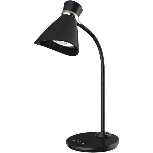 Lampe de bureau, 6 W, DEL, Col 16", Noir Kelford