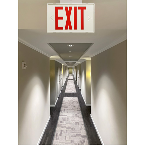 Exit Sign, LED, Battery Operated/Hardwired, 12-1/5" L x 7-1/2" W, English Kelford