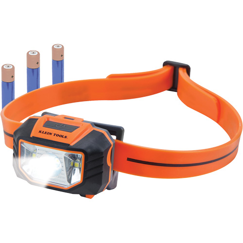 Headlamp with Silicone Hardhat Strap, LED, AAA Batteries, Plastic Kelford