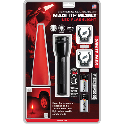 Safety Flashlight Pack, LED, 192 Lumens, C Batteries Kelford