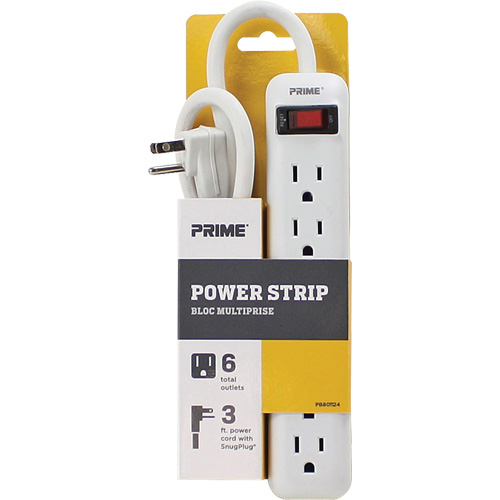 Power Strip, 6 Outlet(s), 3', 15 A, 1875 W, 125 V Kelford