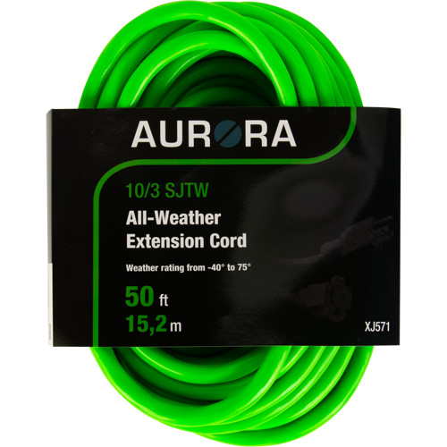 Industrial Extension Cord, All-Weather, SJTW, 10/3 AWG, 15 A, 50' Kelford