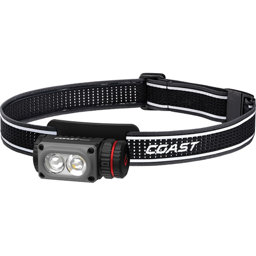 Lampe frontale COAST WPH10R &agrave; deux couleurs avec aimant et agrafe, DEL, 500 lumens, 3,25 hres de fonctionnement, piles Rechargeable Kelford