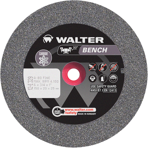 Bench Grinding Wheel, 6" x 3/4", 1" Arbor, 1 Kelford