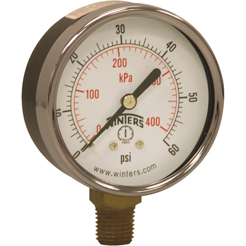 Economy Pressure Gauge, 2-1/2" , 0 - 60 psi, Bottom Mount, Analogue Kelford