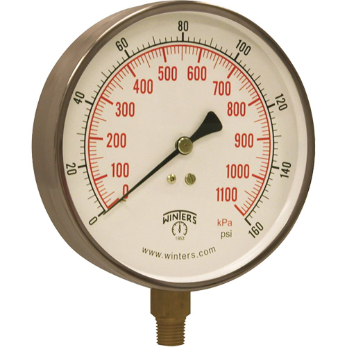 Contractor Pressure Gauge, 4-1/2" , 0 - 160 psi, Bottom Mount, Analogue Kelford