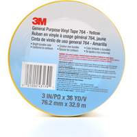 Ruban en vinyle pour travaux g&eacute;n&eacute;raux 764, 76 mm (3") la x 32,9 m (108') lo, 5 mils, Jaune Kelford