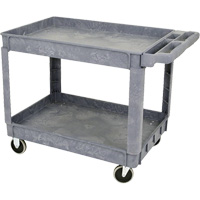 JPTC-3624 Heavy-Duty Polypropylene Shop Cart, 2 Tiers, 46" W x 25-1/2" D x 33-1/4" H, 500 lbs. Cap. Kelford