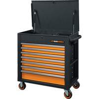 Chariot &agrave; outils s&eacute;rie GSX avec dessus inclin&eacute;, 7 tiroirs, 35" lo x 20" la x 39" h, Noir/Orange Kelford
