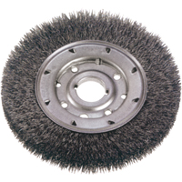 Crimped Wire Wheel Brushes - Narrow Face, 6" Dia., 0.014" Fill, 1-1/4" Arbor Kelford