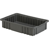 Contenant Divider Box, Poly&eacute;thyl&egrave;ne, 15,5" la x 9,9" p x 3,5" h, Gris Kelford