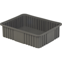 Contenant Divider Box, Poly&eacute;thyl&egrave;ne, 20,9" la x 15,9" p x 6" h, Gris Kelford