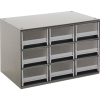 Modular Parts Cabinets, Steel, 9 Drawers, 17" x 10-9/16" x 3-1/16", Grey CA858 | Kelford
