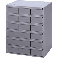 Casiers &agrave; tiroirs industriels, 18 tiroirs, 17-1/4" la x 11-5/8" p x 21-1/4" h, Gris Kelford