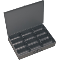 Compartment Scoop Boxes, Steel, 12 Slots, 18" W x 12" D x 3" H, Grey Kelford