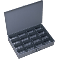 Compartment Scoop Boxes, Steel, 16 Slots, 18" W x 12" D x 3" H, Grey Kelford