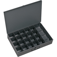 Compartment Scoop Boxes, Steel, 21 Slots, 18" W x 12" D x 3" H, Grey Kelford