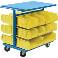 Chariot &agrave; bacs avec bacs, &agrave; deux c&ocirc;t&eacute;s, 20 bacs, 24" la x 38-1/2" p x 36-1/2" h Kelford