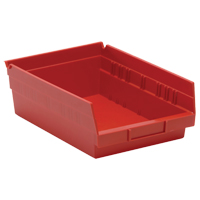 Shelf Bins, 8-3/8" W x 4" H x 11-5/8" D, Red, 30 lbs. Capacity Kelford